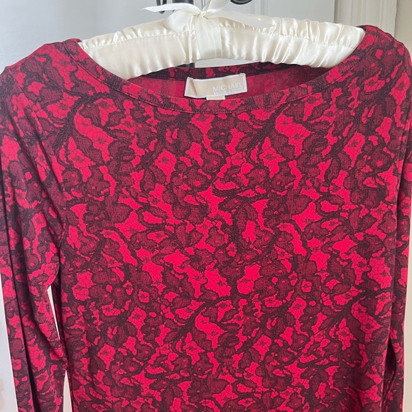 MICHAEL Michael Kors Cinnabar Red and Black Long Sleeve Pullover Dress - Picture 11 of 15